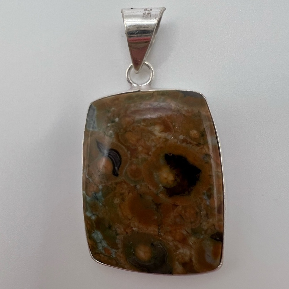 Jasper Silver Plated Necklace Pendant
